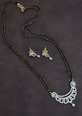 Pure Zirconian Diamond Gold Plated Mangalsutra With Earrings