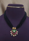 Jdau kundan stones 18k gold plated black beads mangalsutra