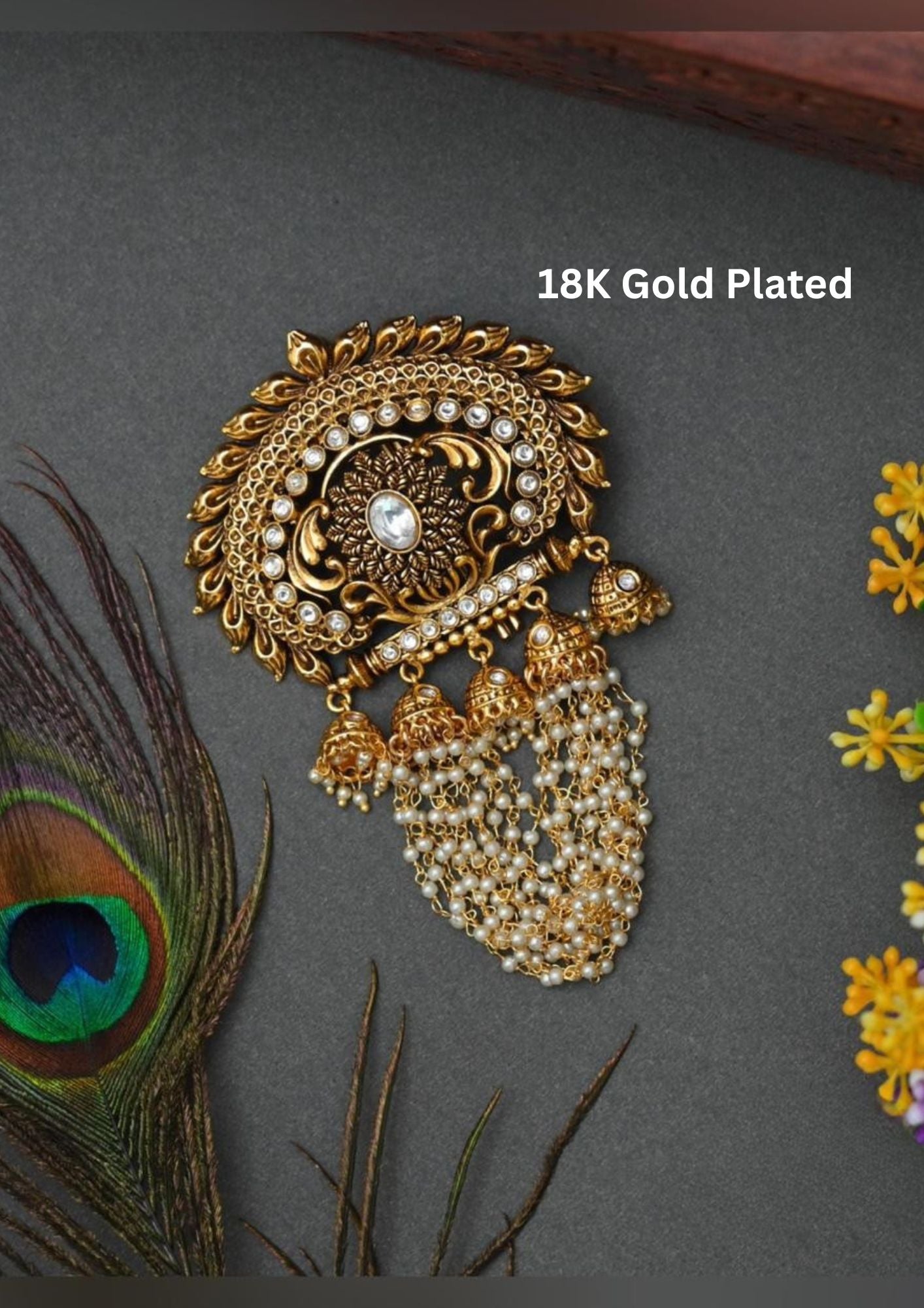 kundan and rice beads Hair accessories