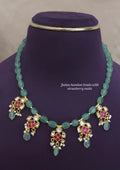 Jadau kundan beads with strawberry mala