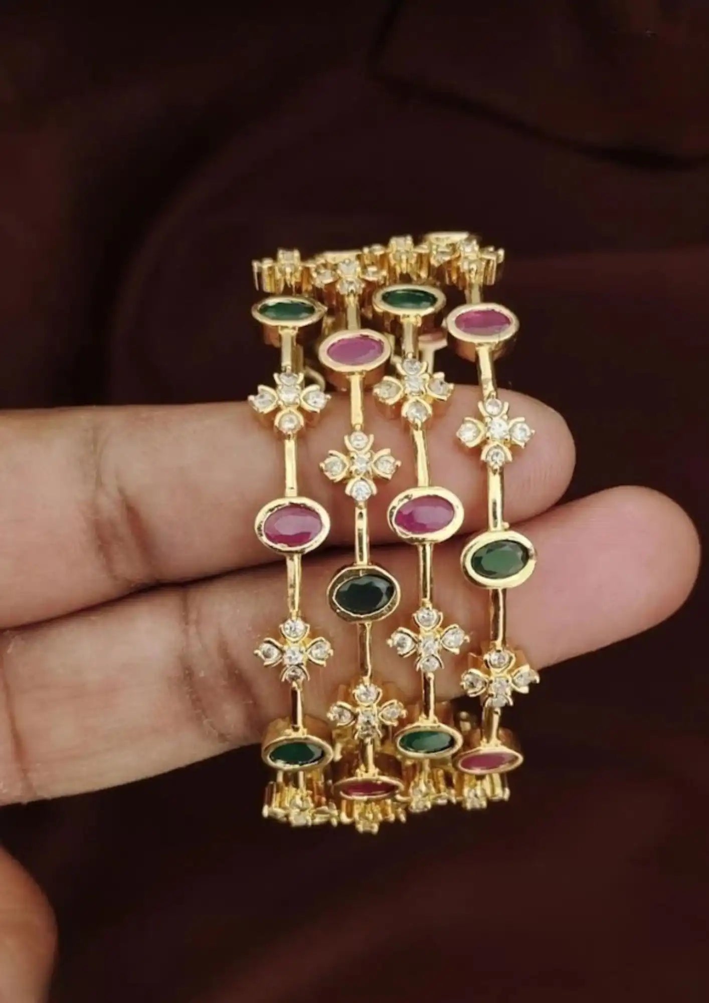 Kundan stone bangles set of 4