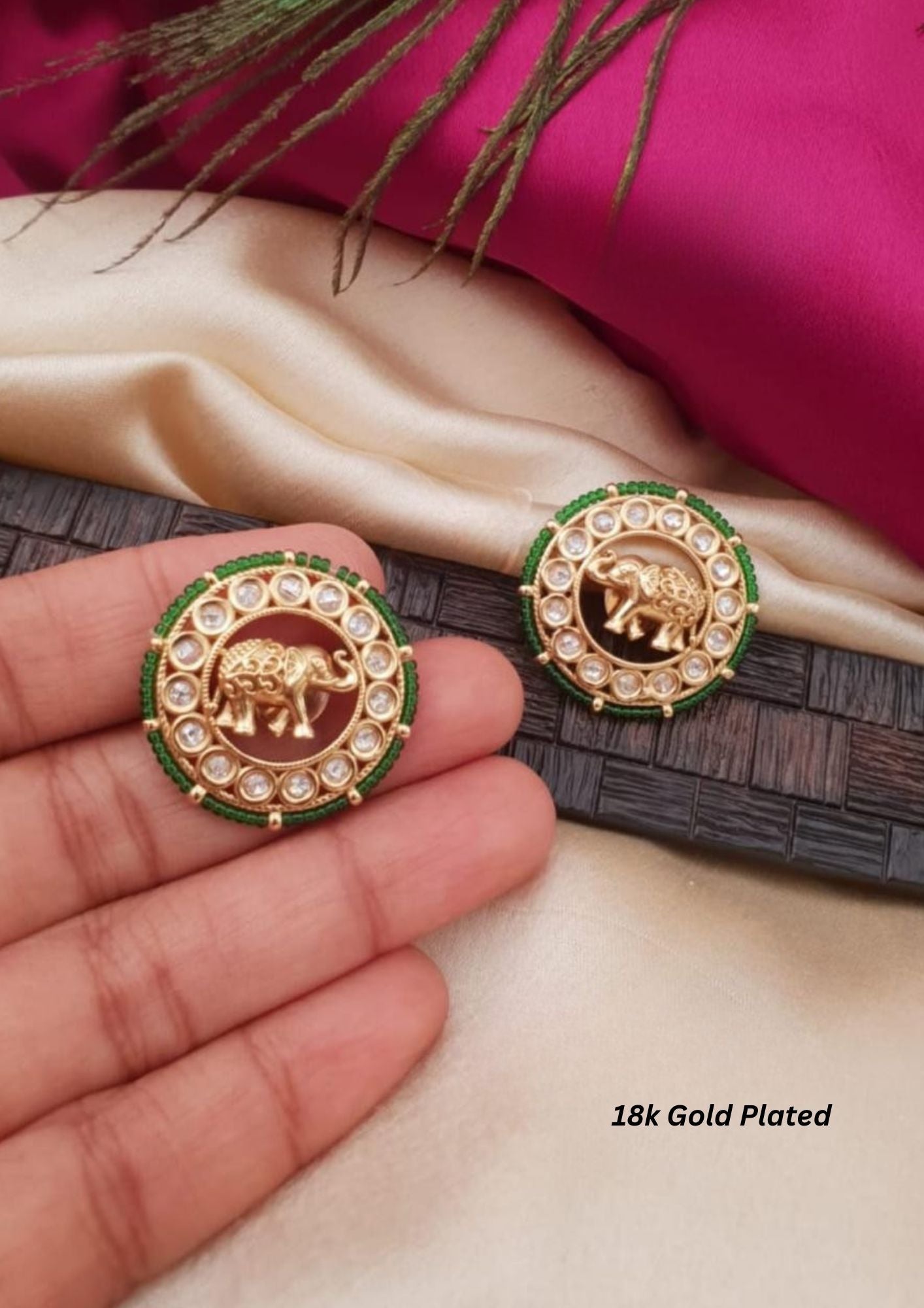 Kundan stone gold plated earrings