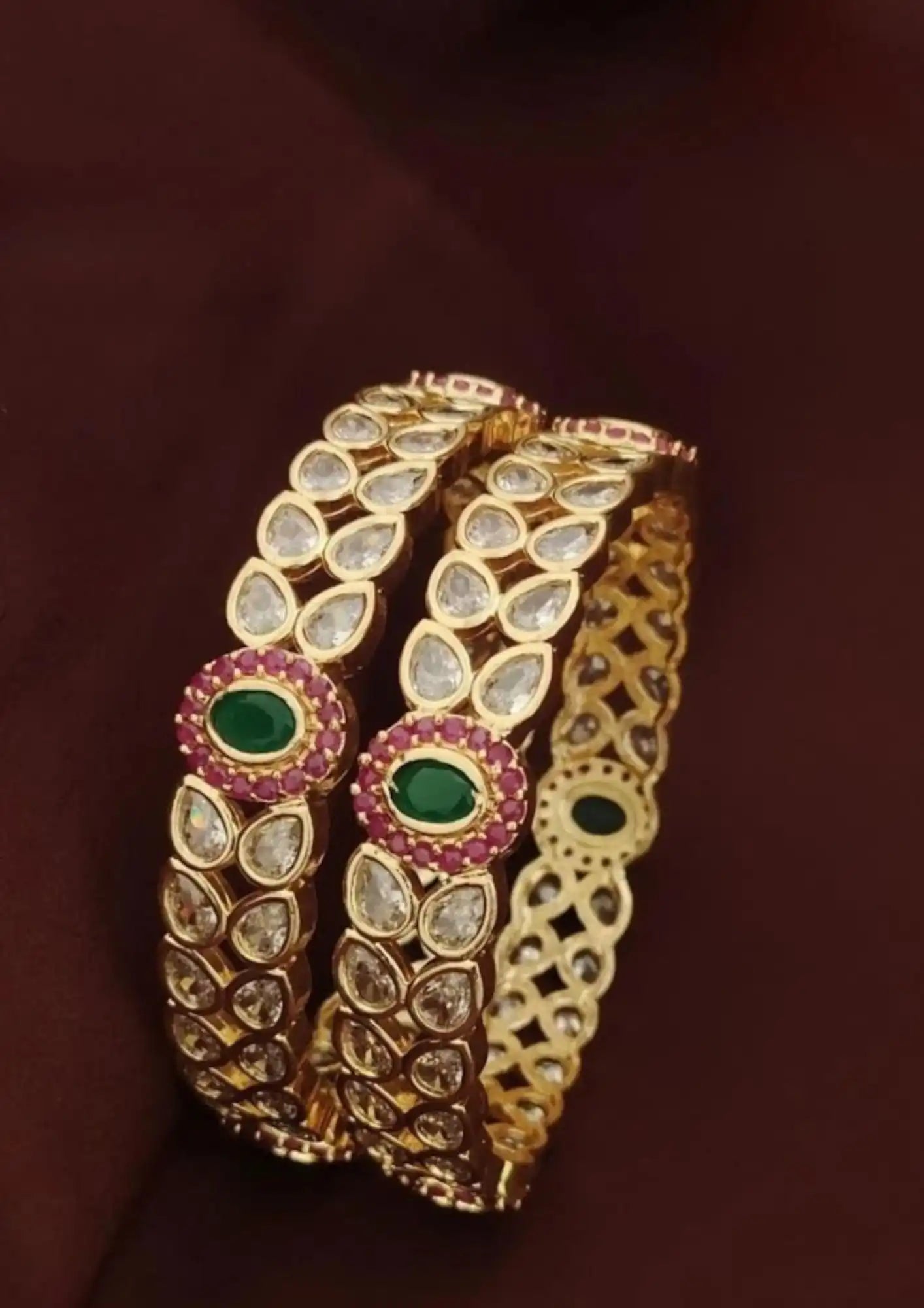 Kundan stone gold plated bangles