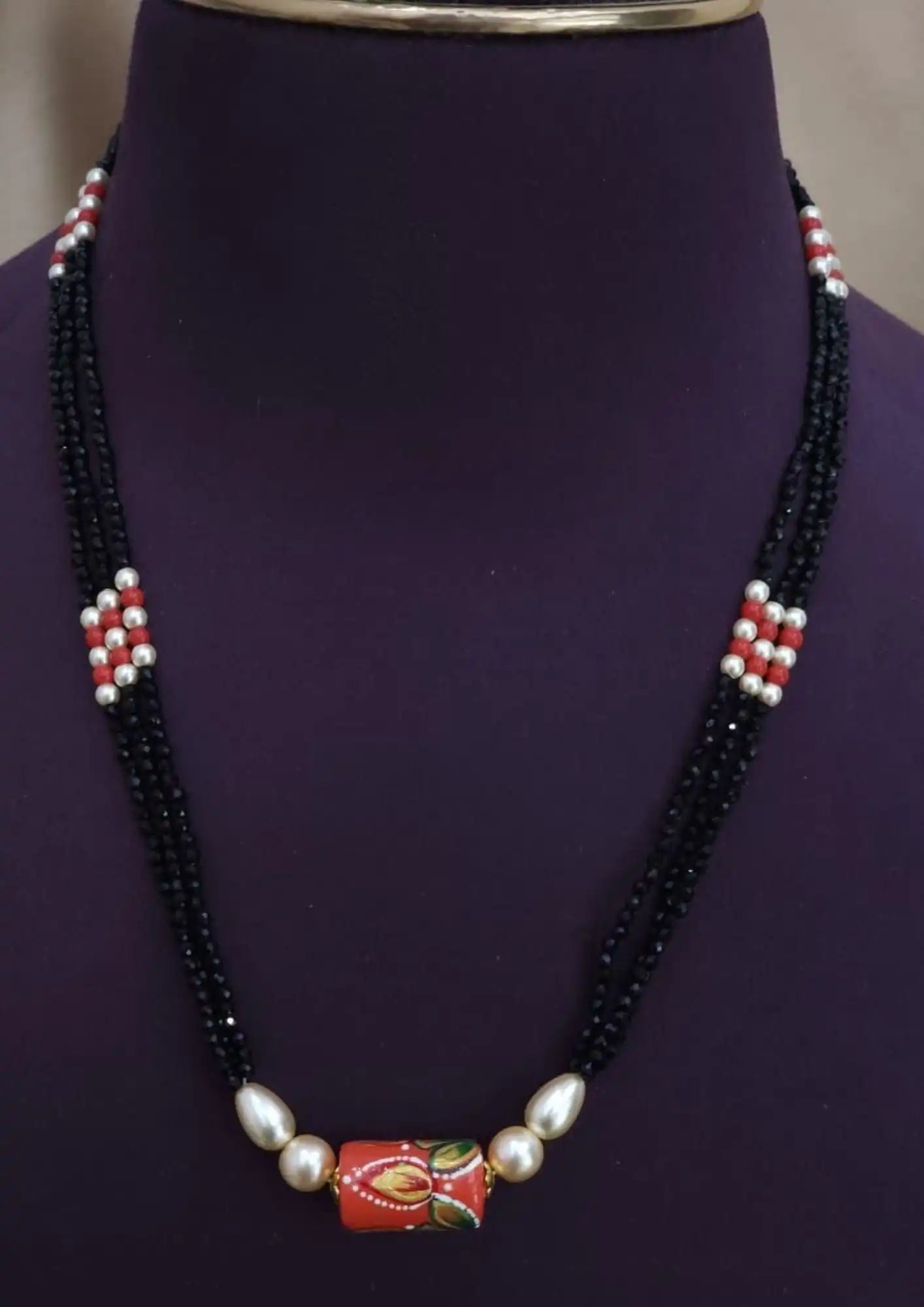 Kundan and coral Black Beads Mangalsutra Festive Jewellery