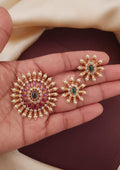 Kundan stone gold plated pendant with earrings