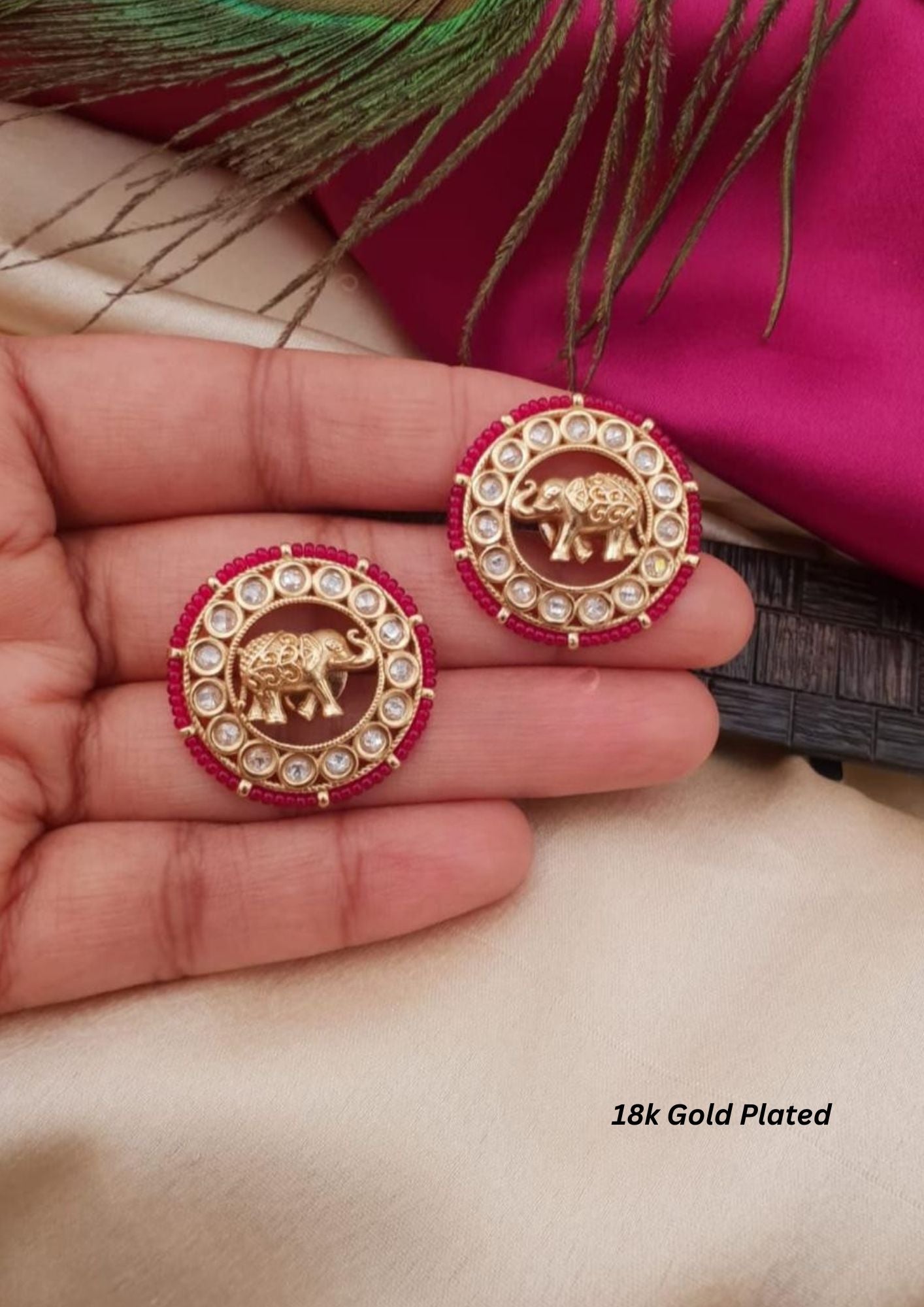Kundan stone gold plated earrings