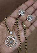 American diamond 18k gold plated mangalsutra with earrings