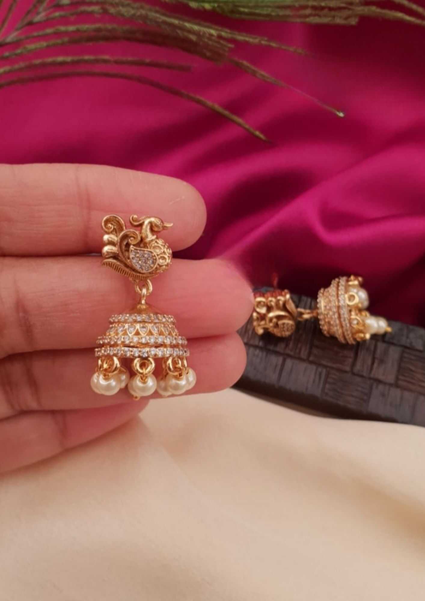Kundan stone peacock design earrings