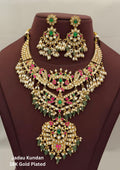 Jadau kundan and beads necklace with earrings