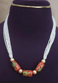 Kundan and coral bead 18k gold plated necklace