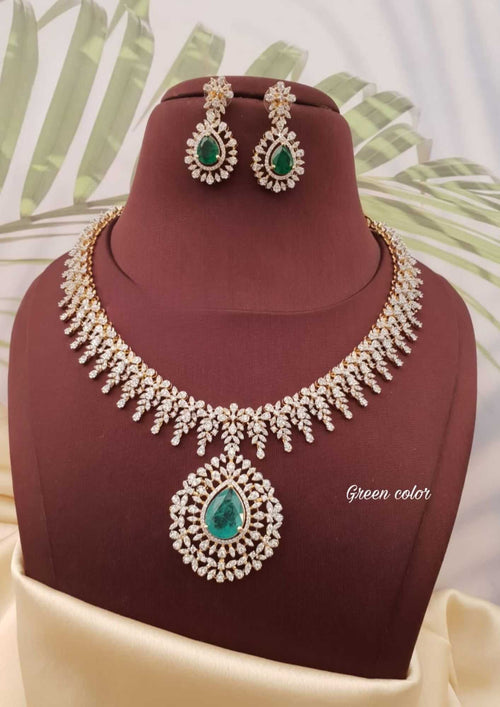 American diamond stones necklace with earrings
