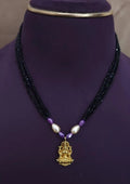 Kundan stones 18k gold plated temple jewellery black beads mangalsutra