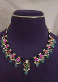 Jadau kundan stones 18k gold plated  black beads mangalsutra
