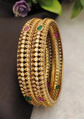 Kundan stones gold plated  bangles