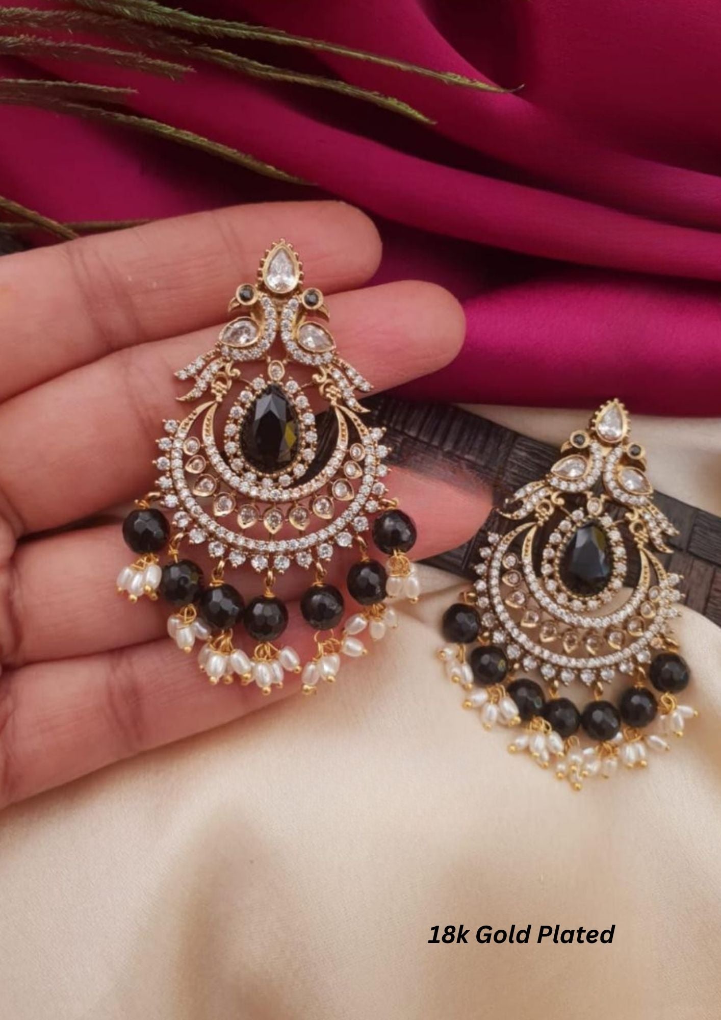 Kundan stone gold plated earrings