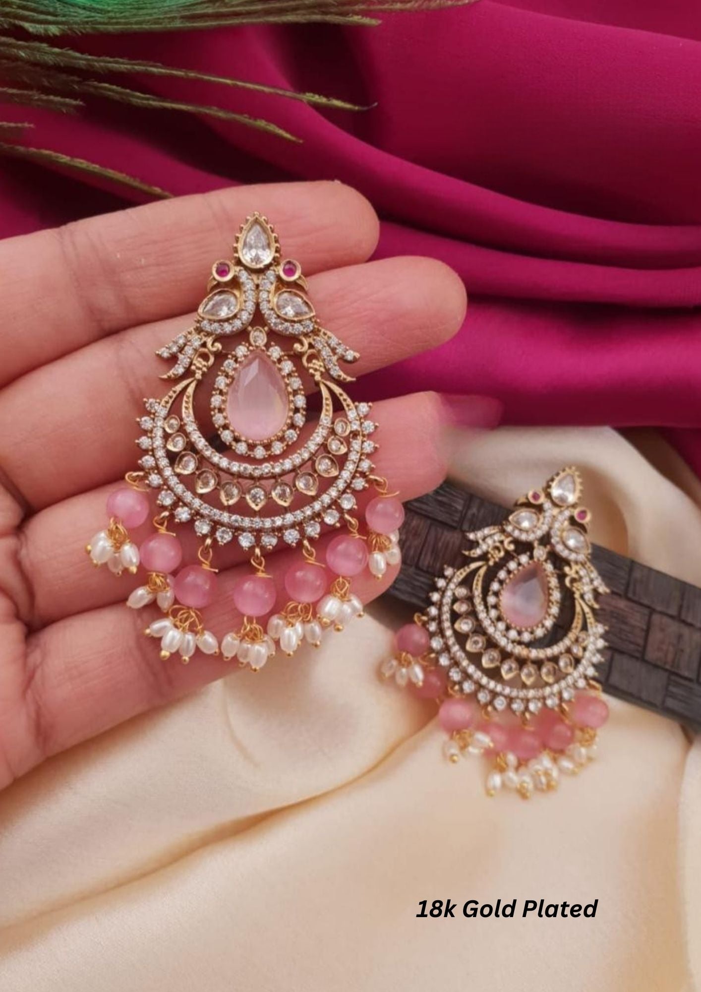 Kundan stone gold plated earrings