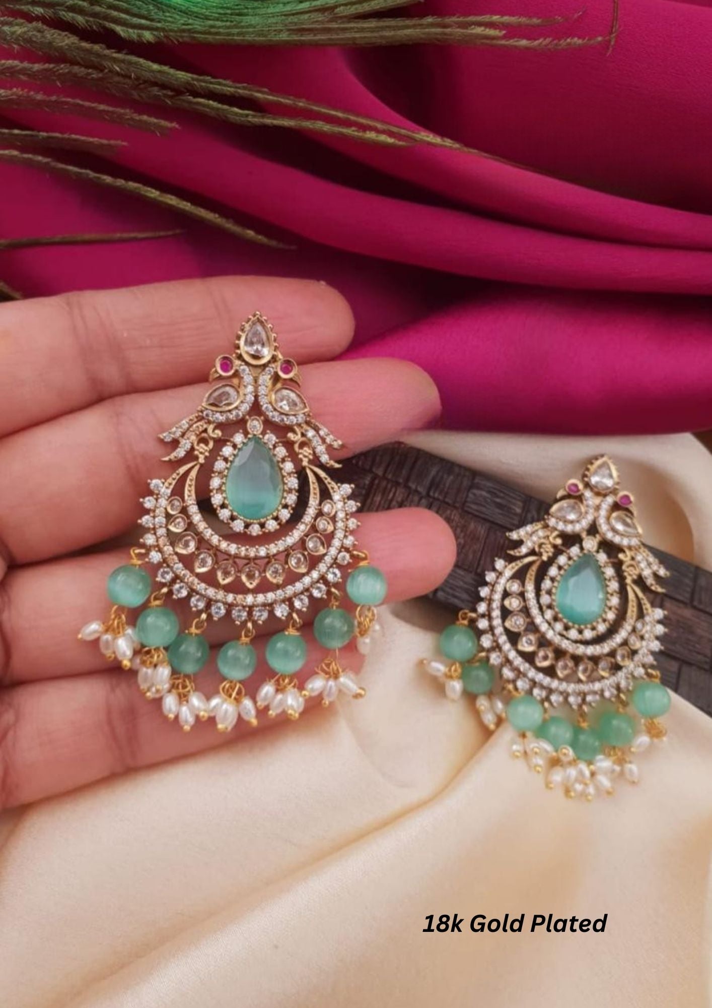 Kundan stone gold plated earrings