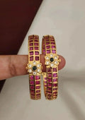 Kempu stone gold plated bangles