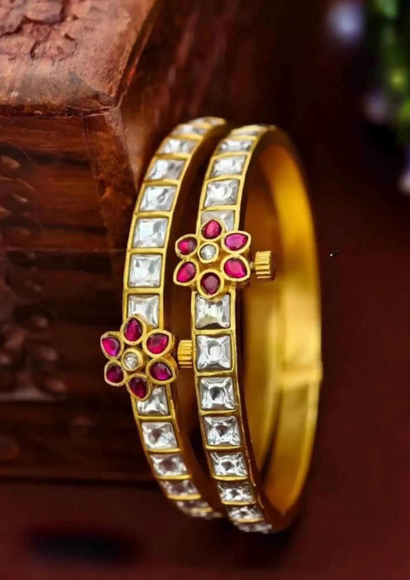 Jadau Kundan stone gold plated bangles