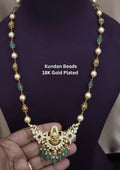 Kundan stone and beads temple jewellery 18k gold platted necklace
