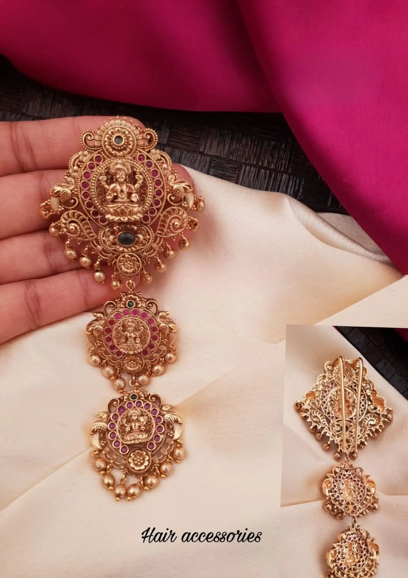 Kundan stones temple jewellery gold plated hair accessories