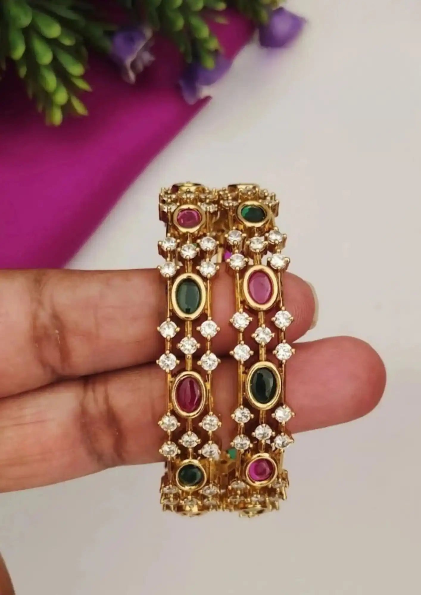 Kundan stone gold plated bangles