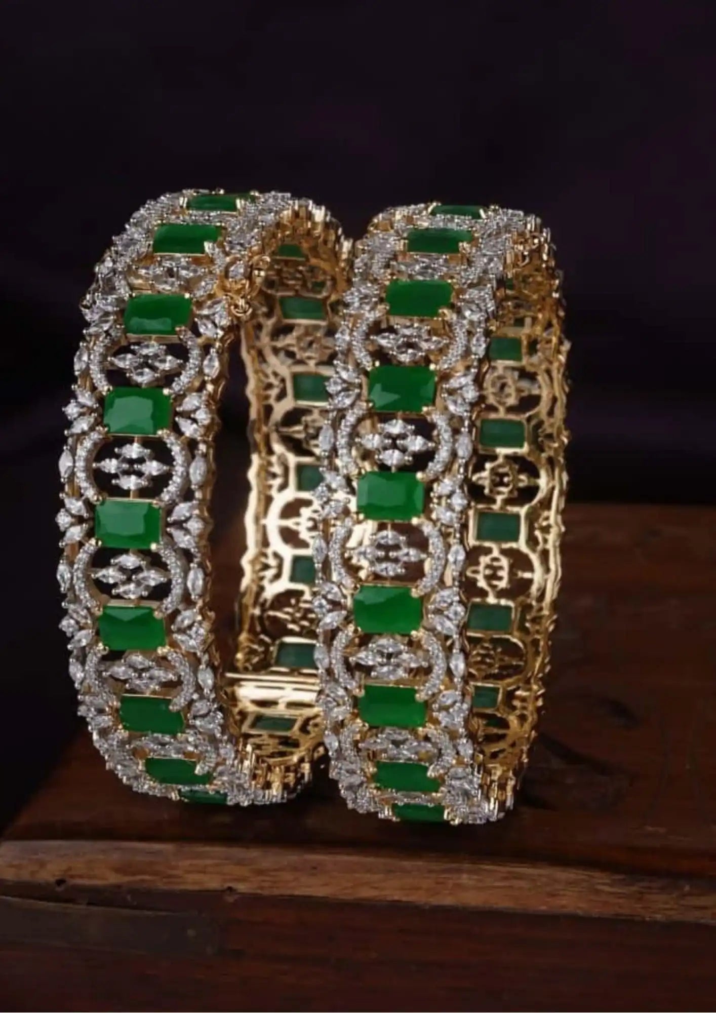 American diamond stone gold plated openable bangles