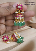 Jadau kundan bridal 18k gold plated screw back earrings