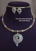 American diamond 18k gold platted necklace with earrings