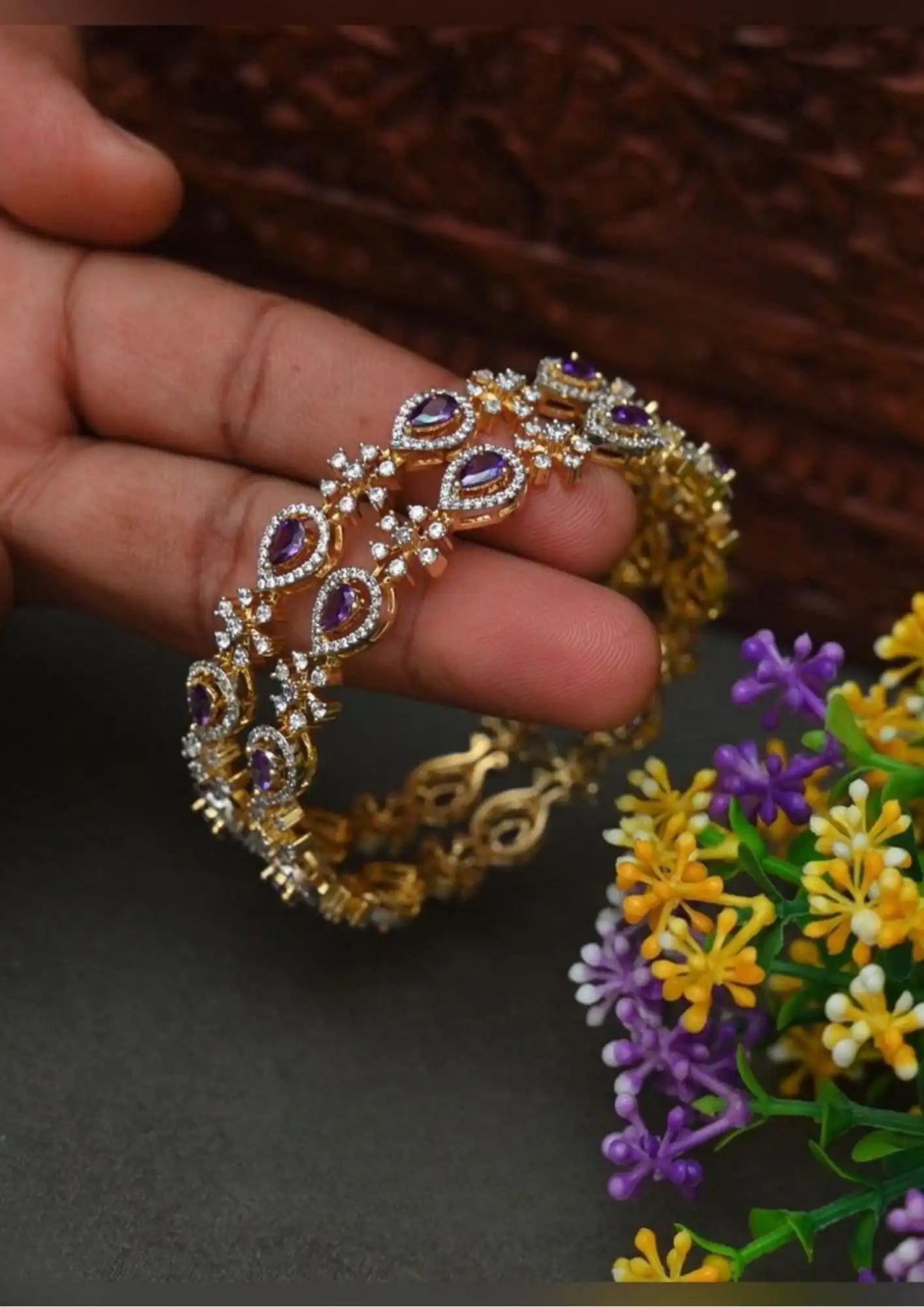 American diamond  gold plated bangles