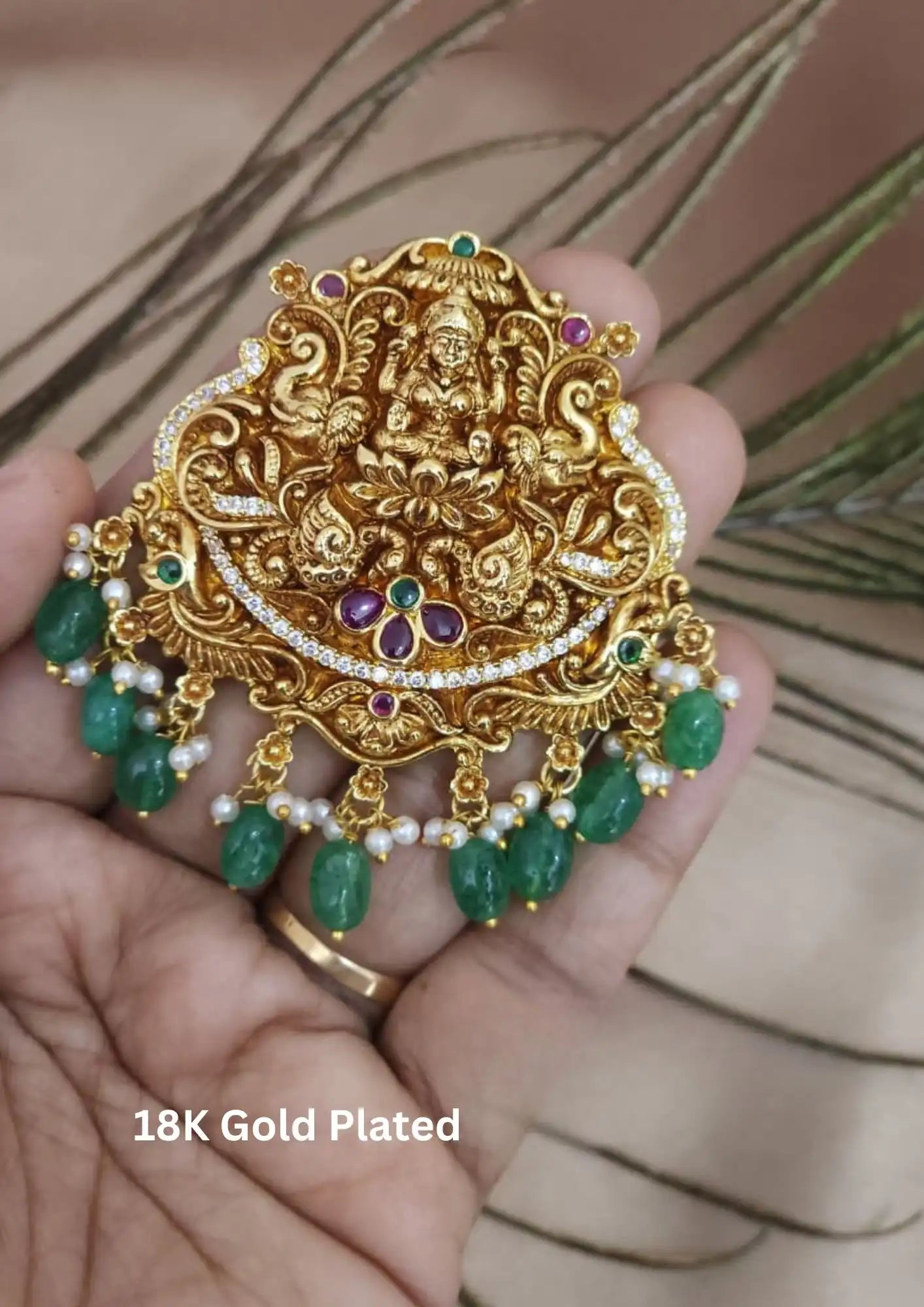 Nakshi 18k gold platted temple jewellery pendent