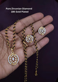 Pure Zirconian Diamond Gold Plated Floral Mangalsutra with earrings