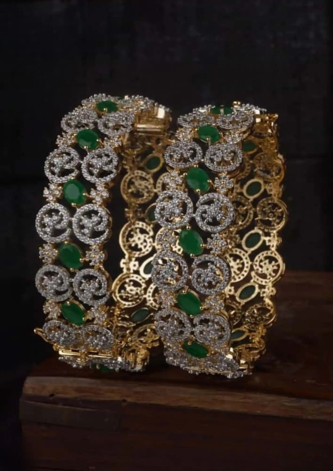 American diamond stone gold plated openable bangles