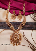 Kundan temple jewelry gold plated necklace with earrings
