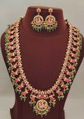Jadau kundan bridal gold plated necklace with earrings