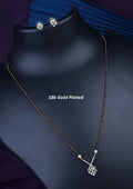 American diamond 18k gold plated mangalsutra with earrings