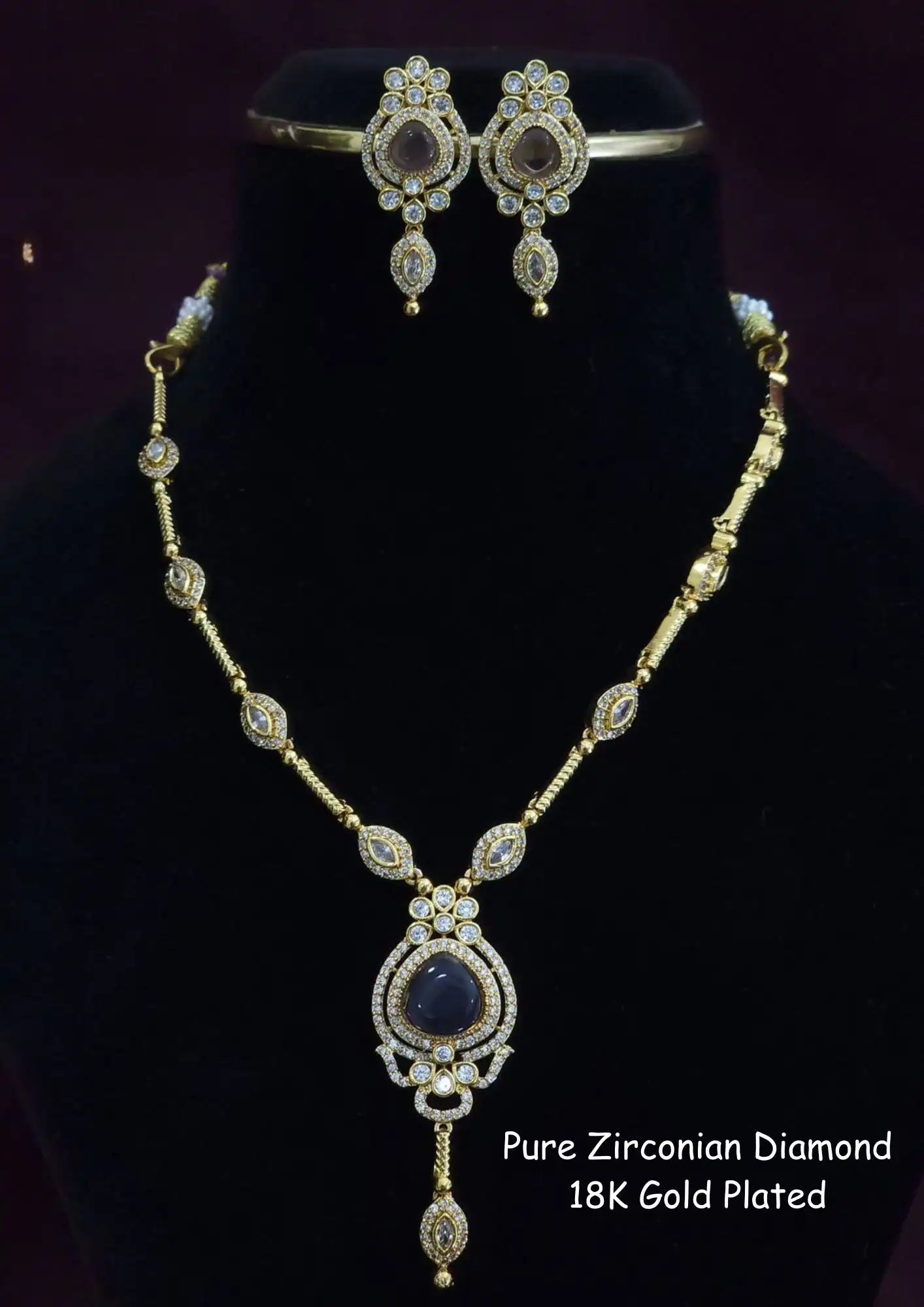 Pure Zirconian Diamond and moissanite  Necklace With Earrings