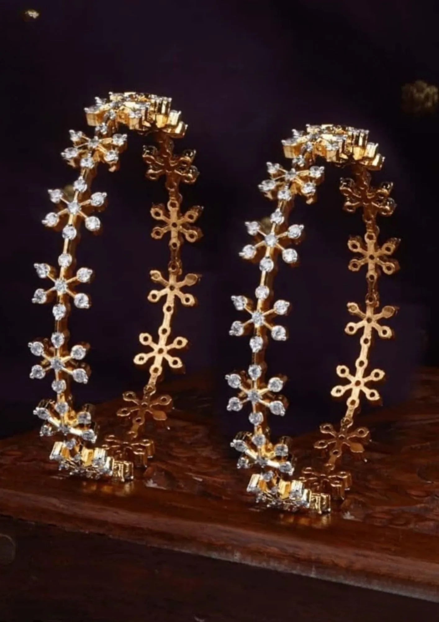 American diamond floral bangles