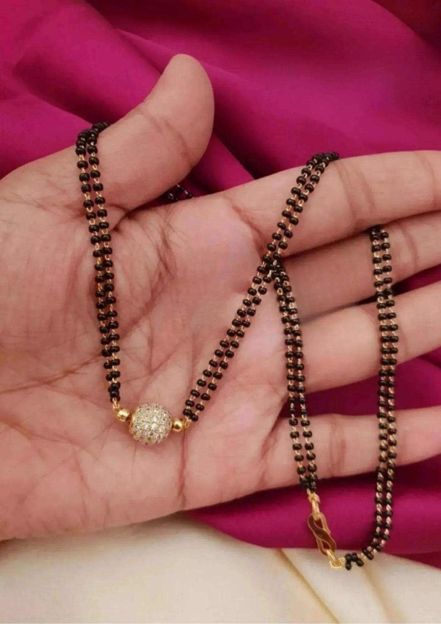 kundan stone  black beads gold plated mangalsutra