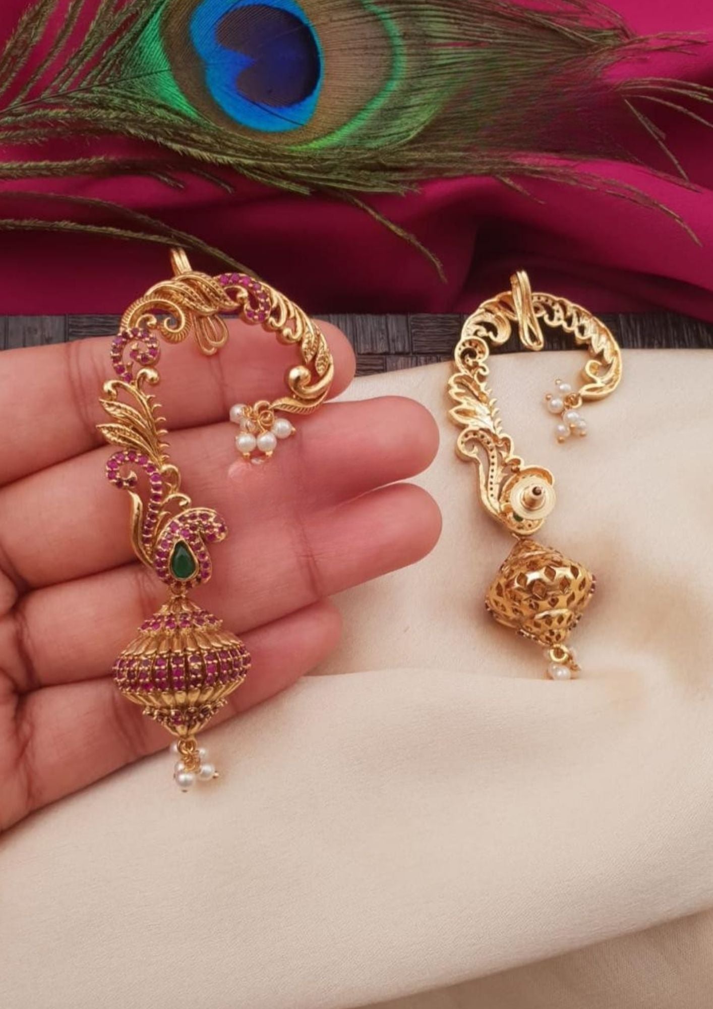 Kundan stone gold plated earrings