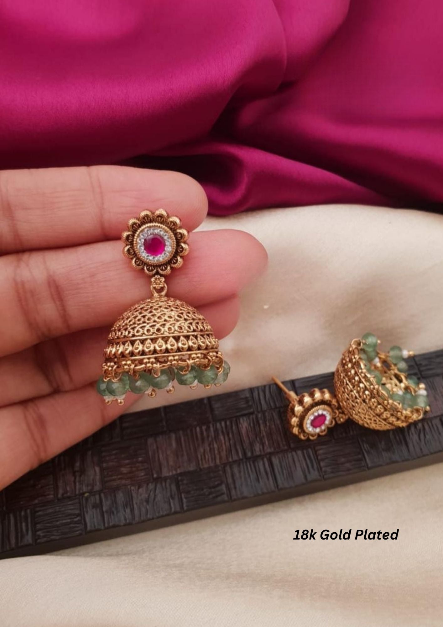 Kundan stone gold plated earrings