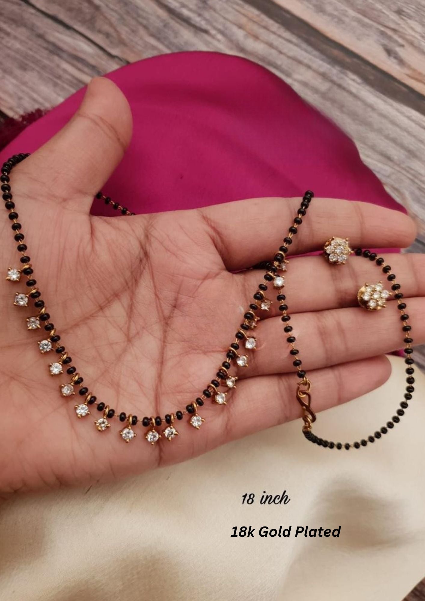 American diamond 18 inch mangalsutra with earrings