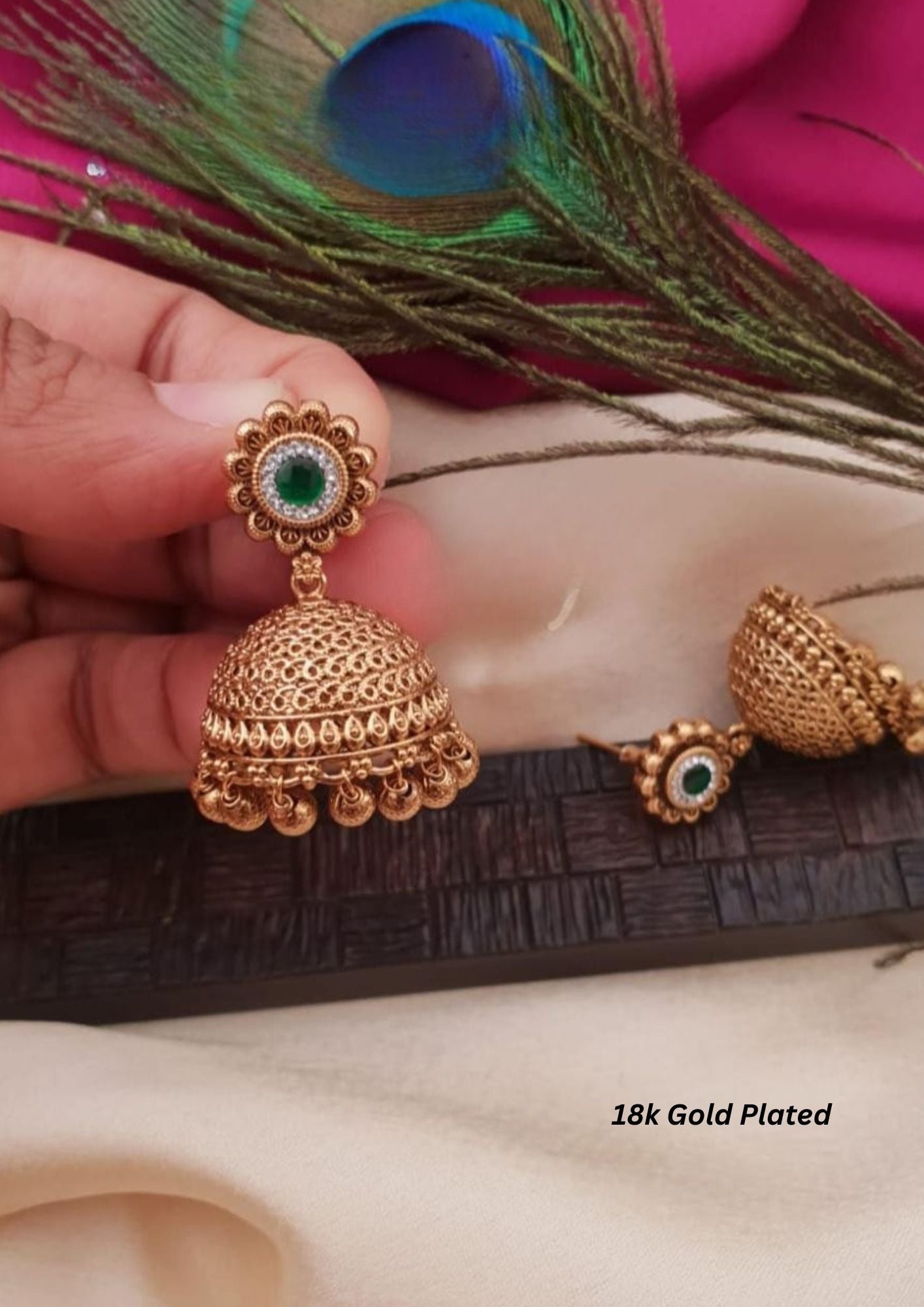 Kundan stone gold plated earrings