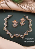 American diamond gold plated necklace with earrings