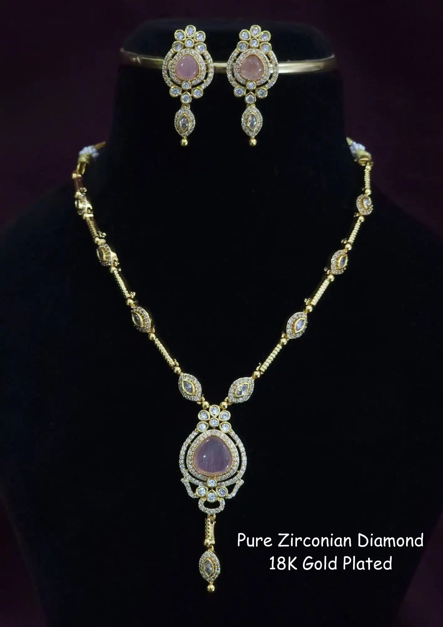 Pure Zirconian Diamond and moissanite  Necklace With Earrings