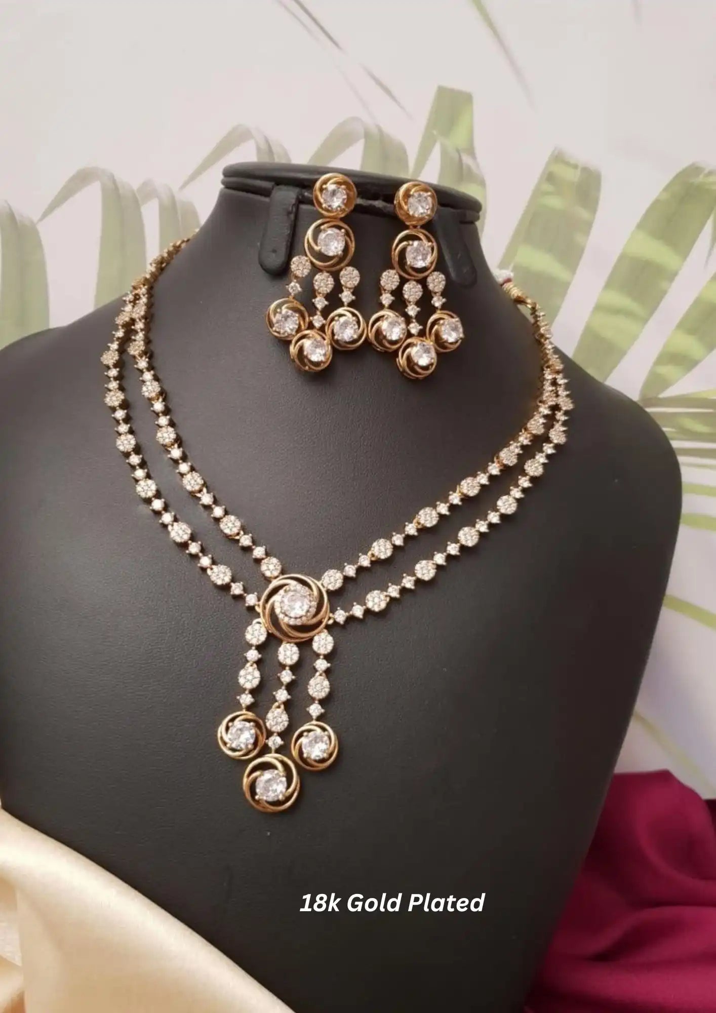 American diamond necklace with earrings