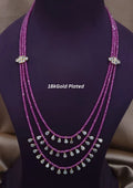 Real cz pearls gold plated 3 layer necklace