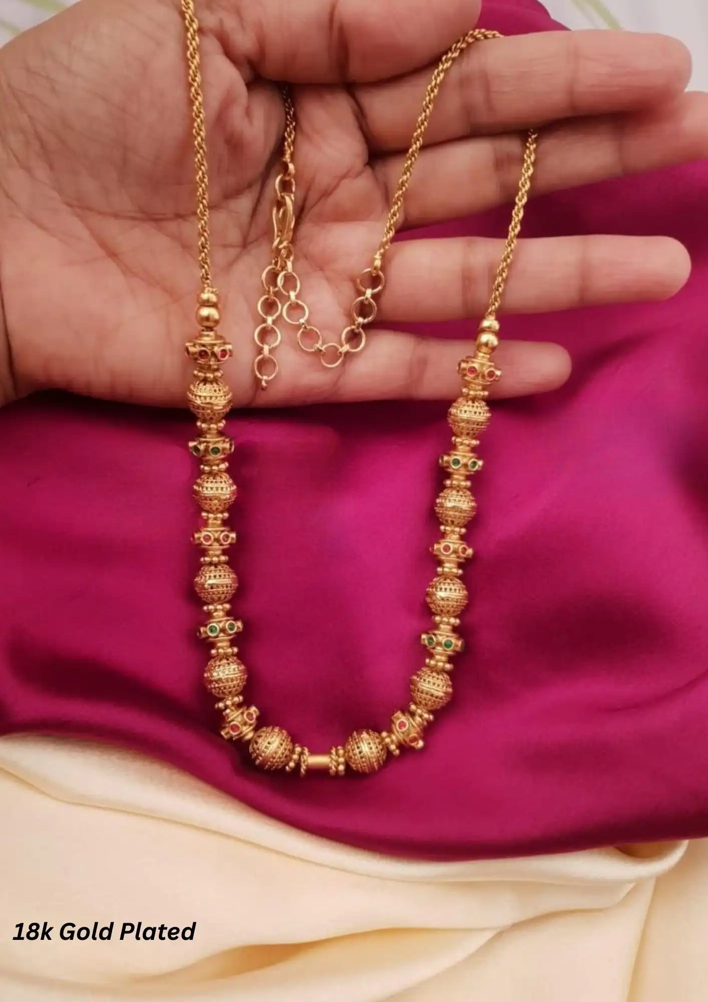 Kundan stone gold plated Necklace (mopchain)