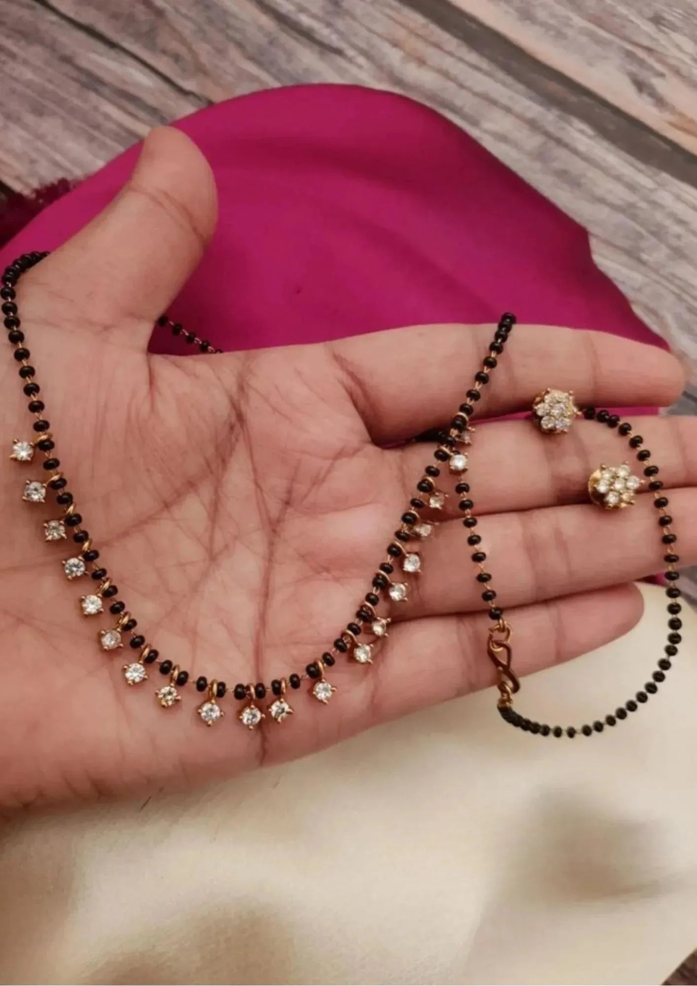 Kundan stone black beads gold plated mangalsutra