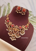 Kundan stone gold plated necklace with earrings